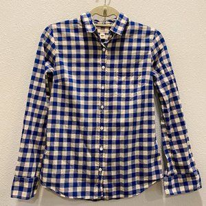 J.CREW Perfect Shirt Button-Up Cobalt Blue Check